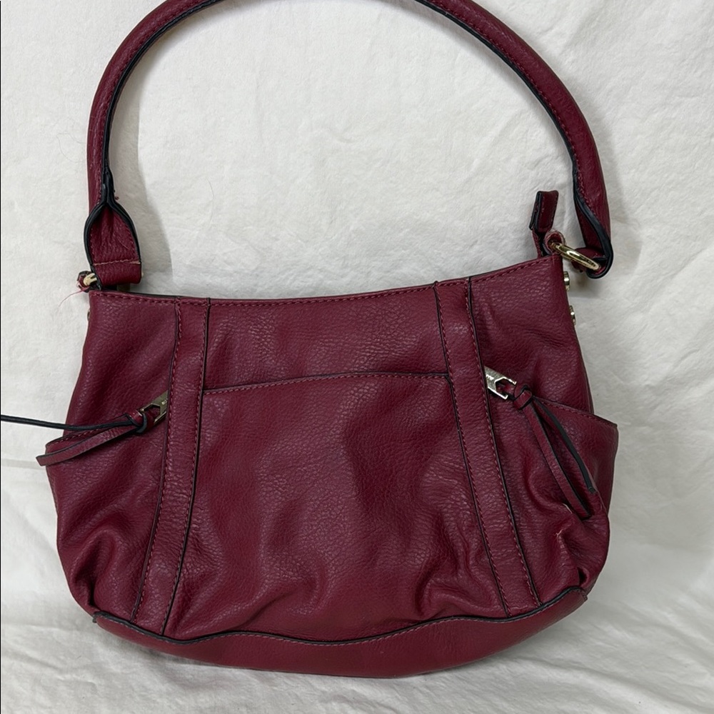 Liz Claiborne Red Leather Shoulder Bag with Slouchy Design